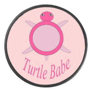 Palet De Hockey Cute Pink Turtle babe Hockey Puck