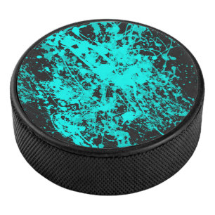 Palet De Hockey Cyan Paint Brush Splatter Hockey Puck
