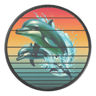 Palet De Hockey Dauphin Vintage Océan Créature Marine Dauphins