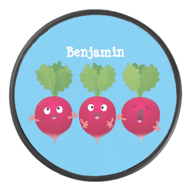 Palet De Hockey Des radis mignons chantant des légumes de dessin a (Devant)