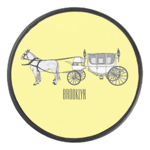 Palet De Hockey dessin animé mariage cheval & calèche