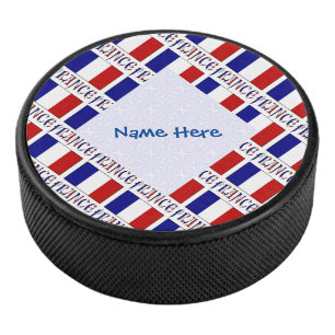 Palet De Hockey Drapeau français de France en mosaïque avec nom bl