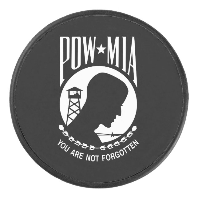 Palet De Hockey Drapeau POW MIA : Soldats disparus de la guerre du (Devant)