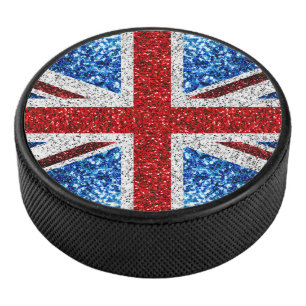 Palet De Hockey Drapeau rouge bleu blanc brillant parties scintill