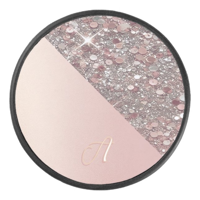 Palet De Hockey Elegant Rose Gold Monogram Puck (Devant)