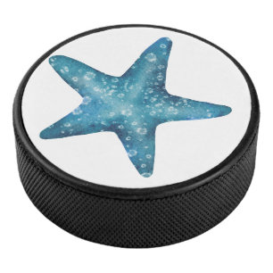 Palet De Hockey Étoile de mer bleue aquarelle nautique