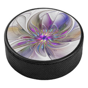 Palet De Hockey Fleur d'art fractal abstrait énergique et coloré