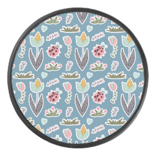 Palet De Hockey Fleurs de printemps et Motif de coccinelle