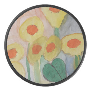 Palet De Hockey Fleurs de soleil Abstraites