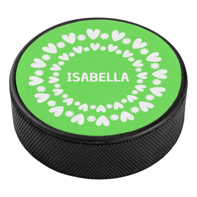 Palet De Hockey Fleurs Et Coeurs Nom (3/4/2016 12:00:00 AM)