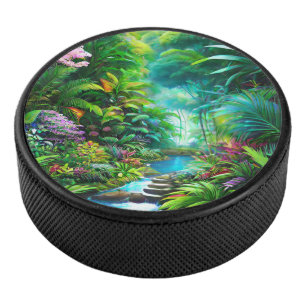 Palet De Hockey Forêt tropicale humide avec arbres et fleurs