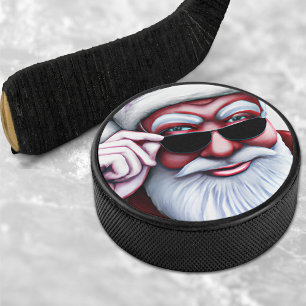 Palet De Hockey Funky Cool Père Noël en lunettes de soleil Noël