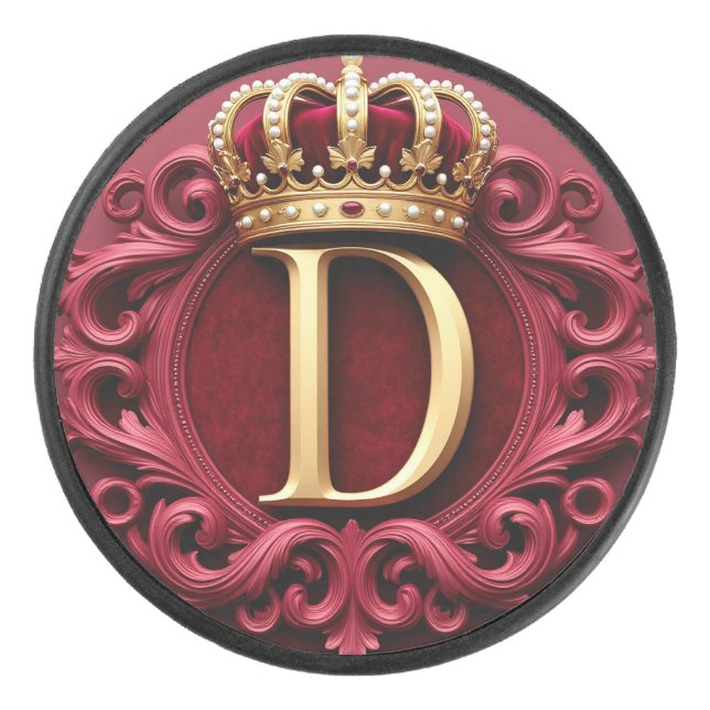 Palet De Hockey Grand Monogramme D sur Velours Rouge (Devant)
