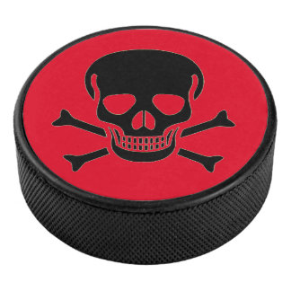 Palet De Hockey Hockey rouge crâne noir
