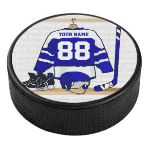 Palet De Hockey Hockey sur glace bleu et blanc personnalisé Jerse