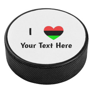 Palet De Hockey I Love (African American Flag Heart) Votre texte