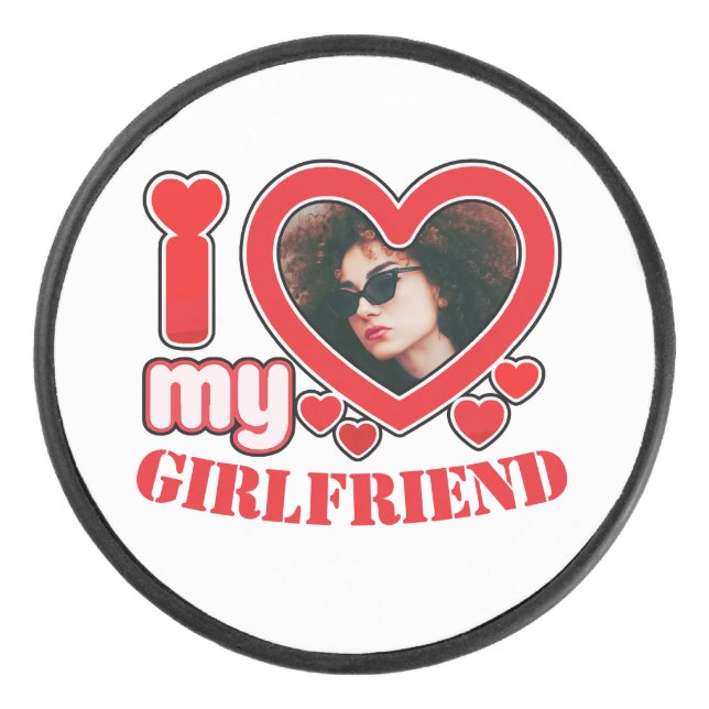 Palet De Hockey I Love My Girlfriend Photo Texte personnalisé (Devant)