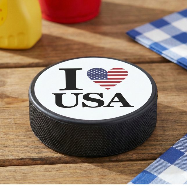 PALET DE HOCKEY "I ❤️ USA" (Face-Off with Freedom.)