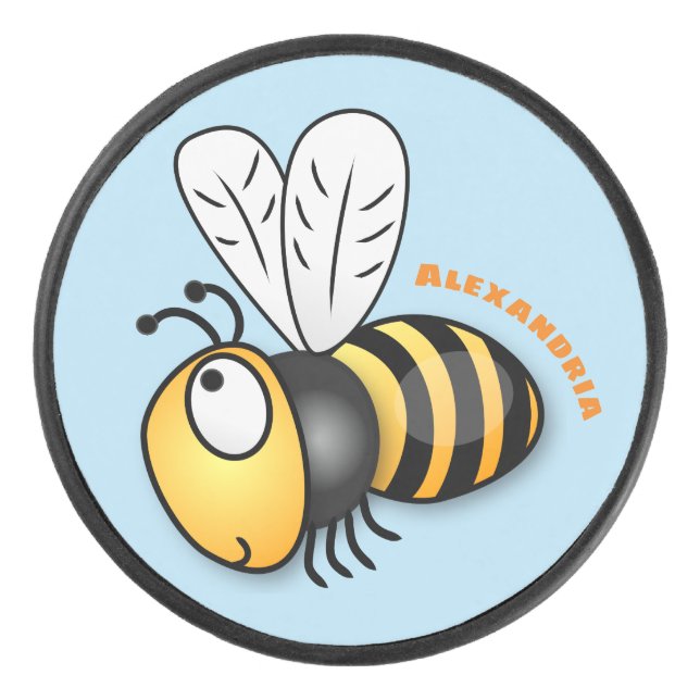 Palet De Hockey Illustration de dessin animé d'abeilles joyeux (Devant)