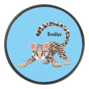 Palet De Hockey Illustration d'ocelot mignon