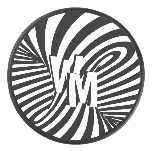 Palet De Hockey Initiales de modèle Abstrait Zèbre noir rétro (Devant)
