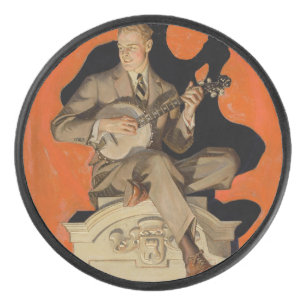 Palet De Hockey J.C. Leyendecker Joueur de banjo 1920 Art déco Art