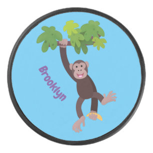 Palet De Hockey Joli chimpanzé dans la jungle suspendu dessin anim