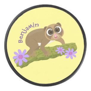 Palet De Hockey Joli lenteur loris sur dessin de branche