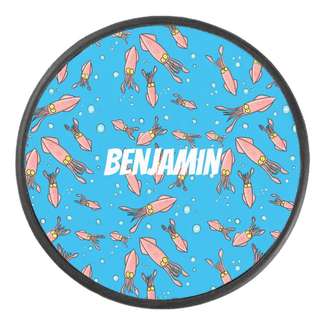 Palet De Hockey Joli motif caricature de calmar rose (Devant)