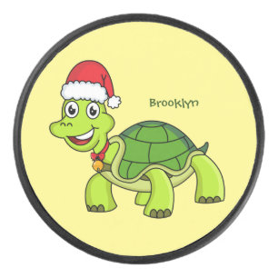 Palet De Hockey Jolie tortue en chapeau de Père Noël
