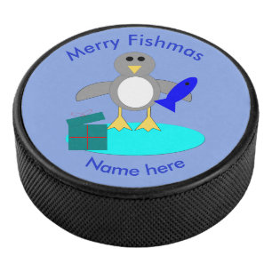 Palet De Hockey Joyeux Noël Pêche Pingouin Hockey Puck