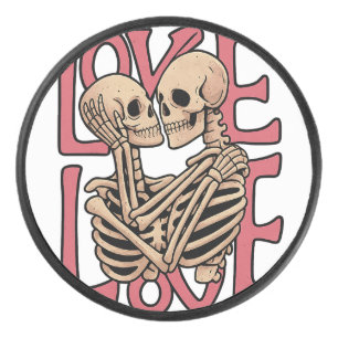 Palet De Hockey L'amour au-delà du temps - Skeleton Embrace Art