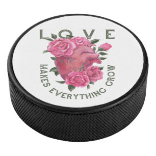 Palet De Hockey L'amour fait tout grandir - Art Floral Romantique