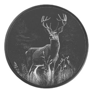 Palet De Hockey Le cerf majestueux en pleine nature - Art noir et