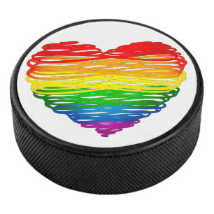 Palet De Hockey Le cœur arc-en-ciel de SlipperyJoe griffonné tourb