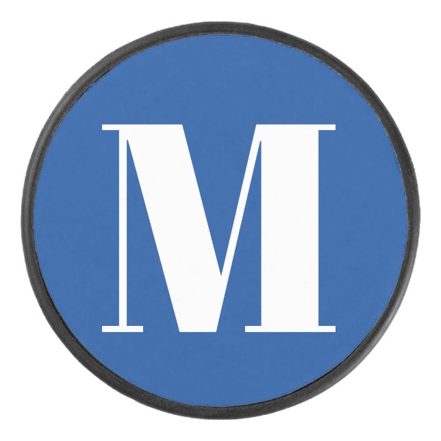 Palet De Hockey LETTRE INITIALE Bleu Profond Monogramme Moderne De (Devant)