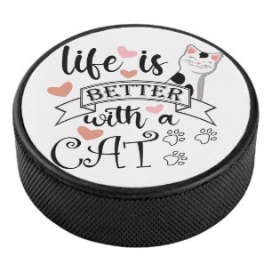 Palet De Hockey Life is Better With a Cat quote slogan