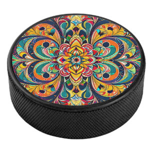 Palet De Hockey Mandala Symphonie des couleurs – Floral psychédéli