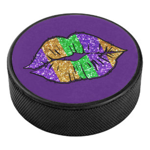Palet De Hockey Mardi Gras Kiss Hockey Puck