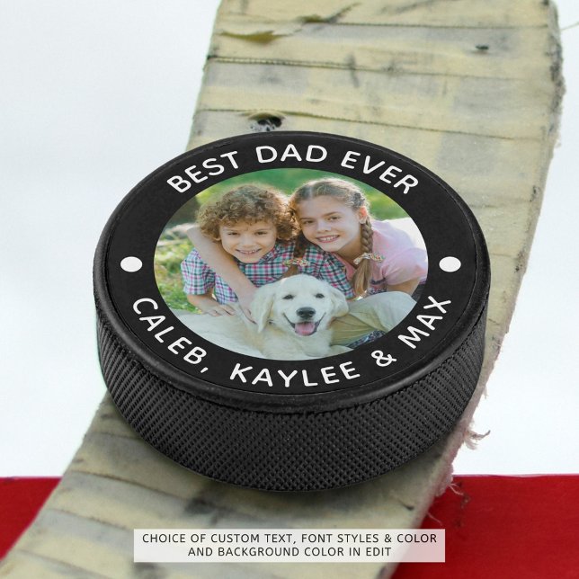 Palet De Hockey MEILLEUR DAD JAMAIS photo personnalisée votre coul (Créateur téléchargé)