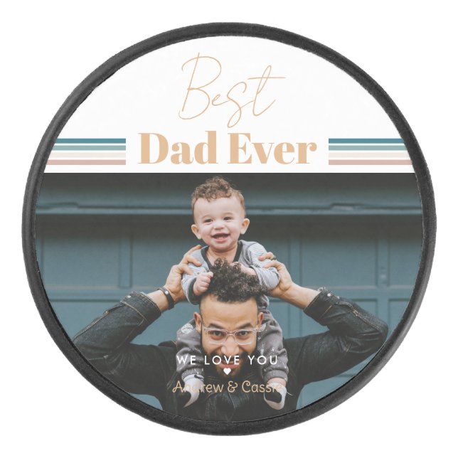 Palet De Hockey Meilleur papa jamais Nous t'aimons (Devant)