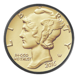 Palet De Hockey Mercury Dime Centennial Gold Coin Image ~