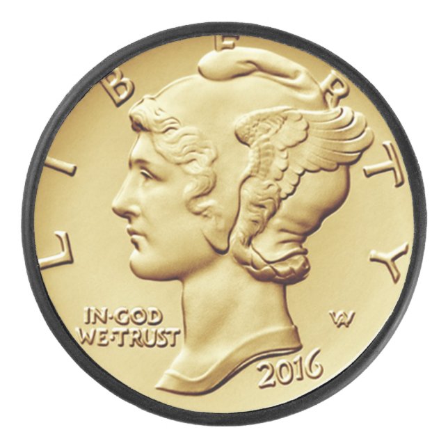 Palet De Hockey Mercury Dime Centennial Gold Coin Image ~ (Devant)