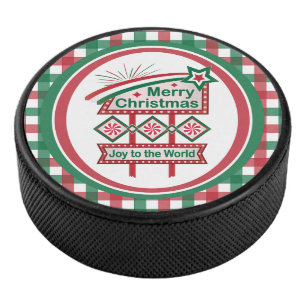 Palet De Hockey Merry Christmas Retro Marquee - Joy to the World