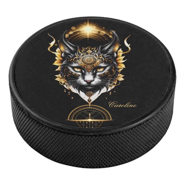 Palet De Hockey Merveilleux chat noir or. (3/4/2016 12:00:00 AM)