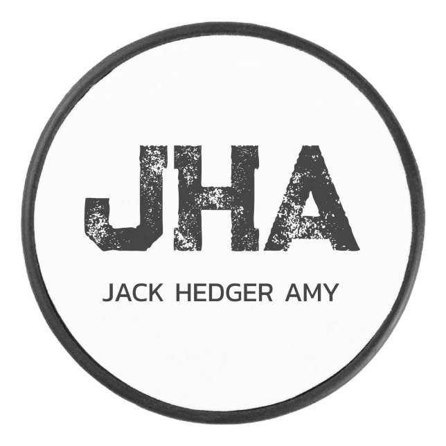 PALET DE HOCKEY MINIMALIST BLACK THREE LETTER MONOGRAM NAME WHITE (Devant)