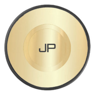 Palet De Hockey Modèle de monogramme Gold Faux personnalisé