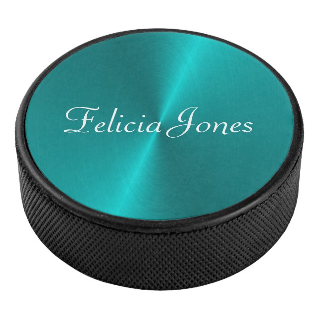 Palet De Hockey Monogramme bleu brillant en faux métal (3/4/2016 12:00:00 AM)