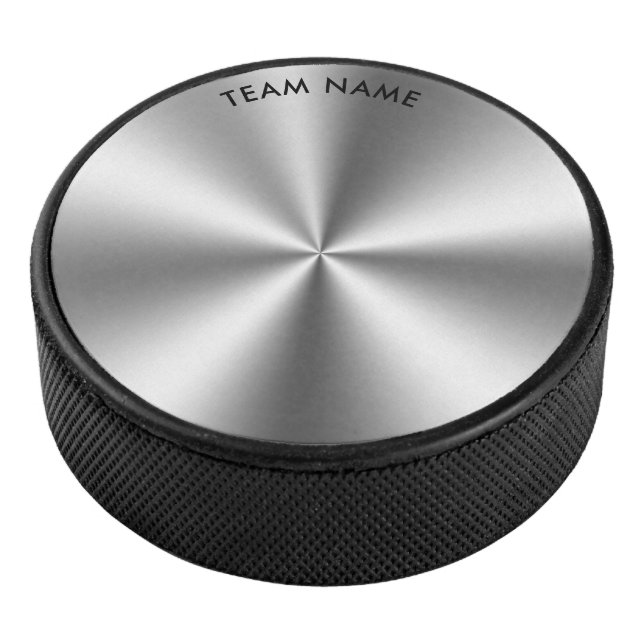 Palet De Hockey monogramme de texture grise métallique personnalis (3/4/2016 12:00:00 AM)