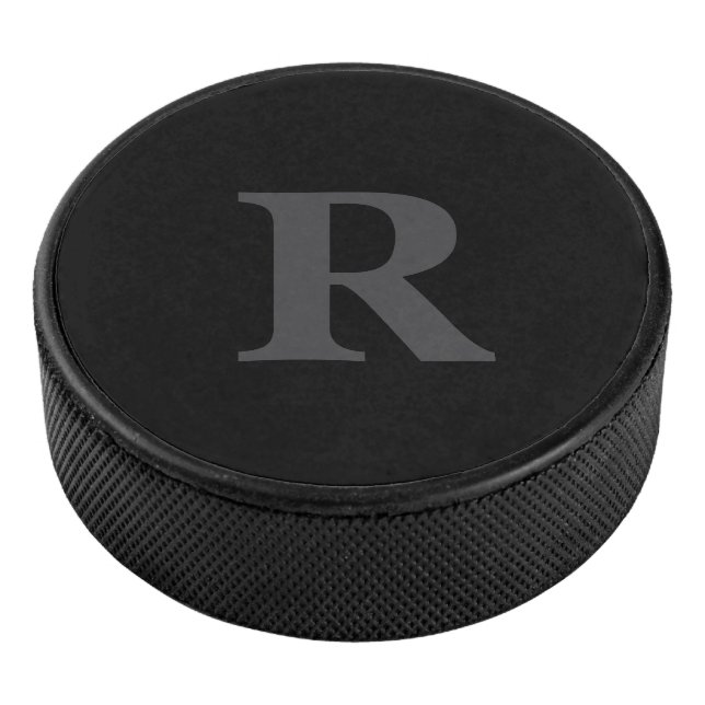 Palet De Hockey Monogramme élégant noir et gris (3/4/2016 12:00:00 AM)